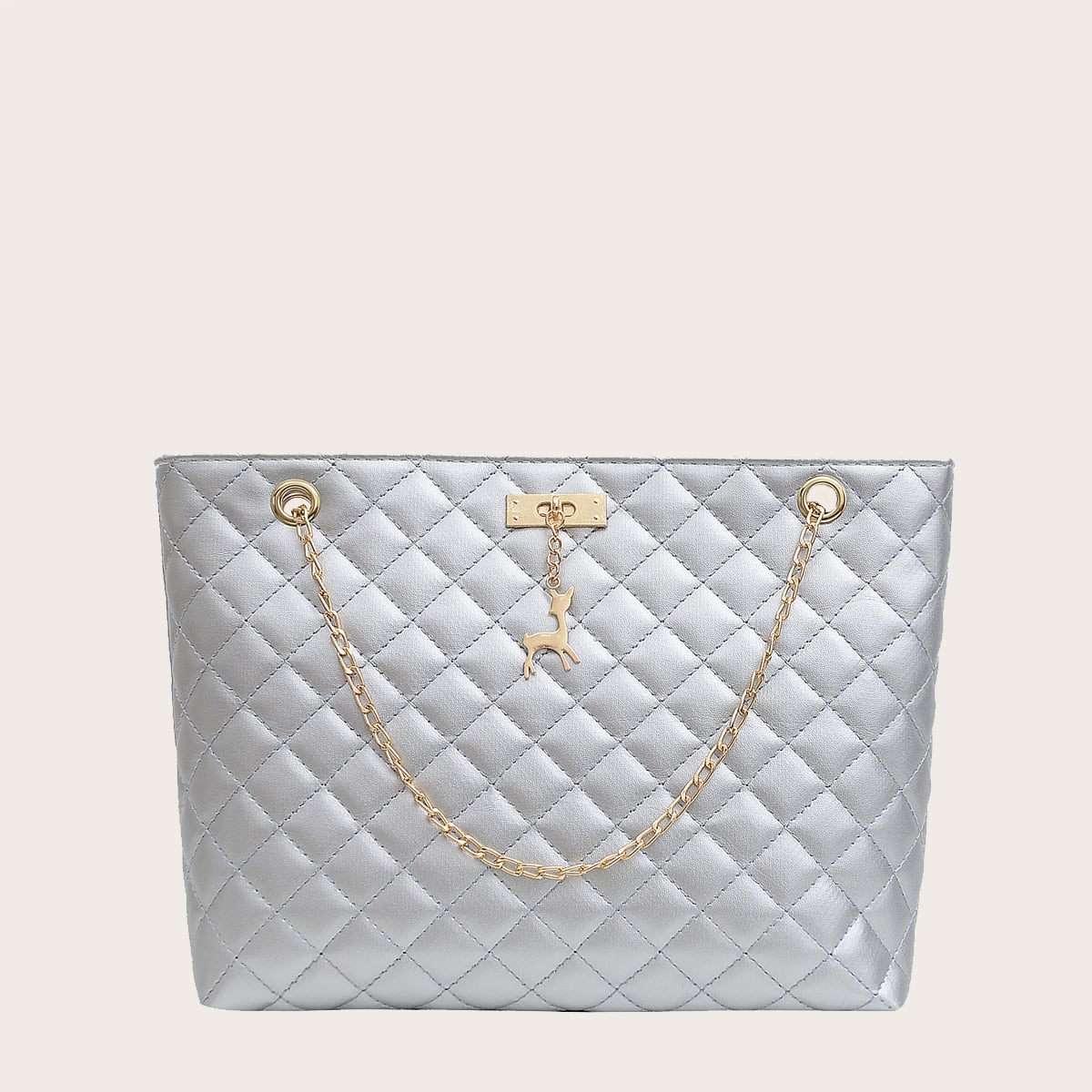 Image of Chain Strap Quilted Tote Bag