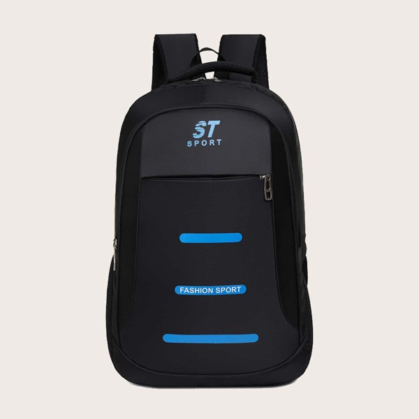 

Men Letter Graphic Large Capacity Backpack, Black