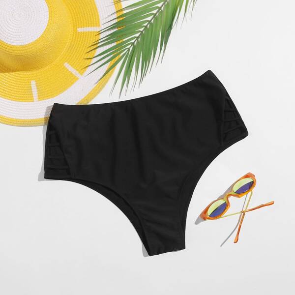 

Plus Ladder Cut-out High Waisted Bikini Panty, Black