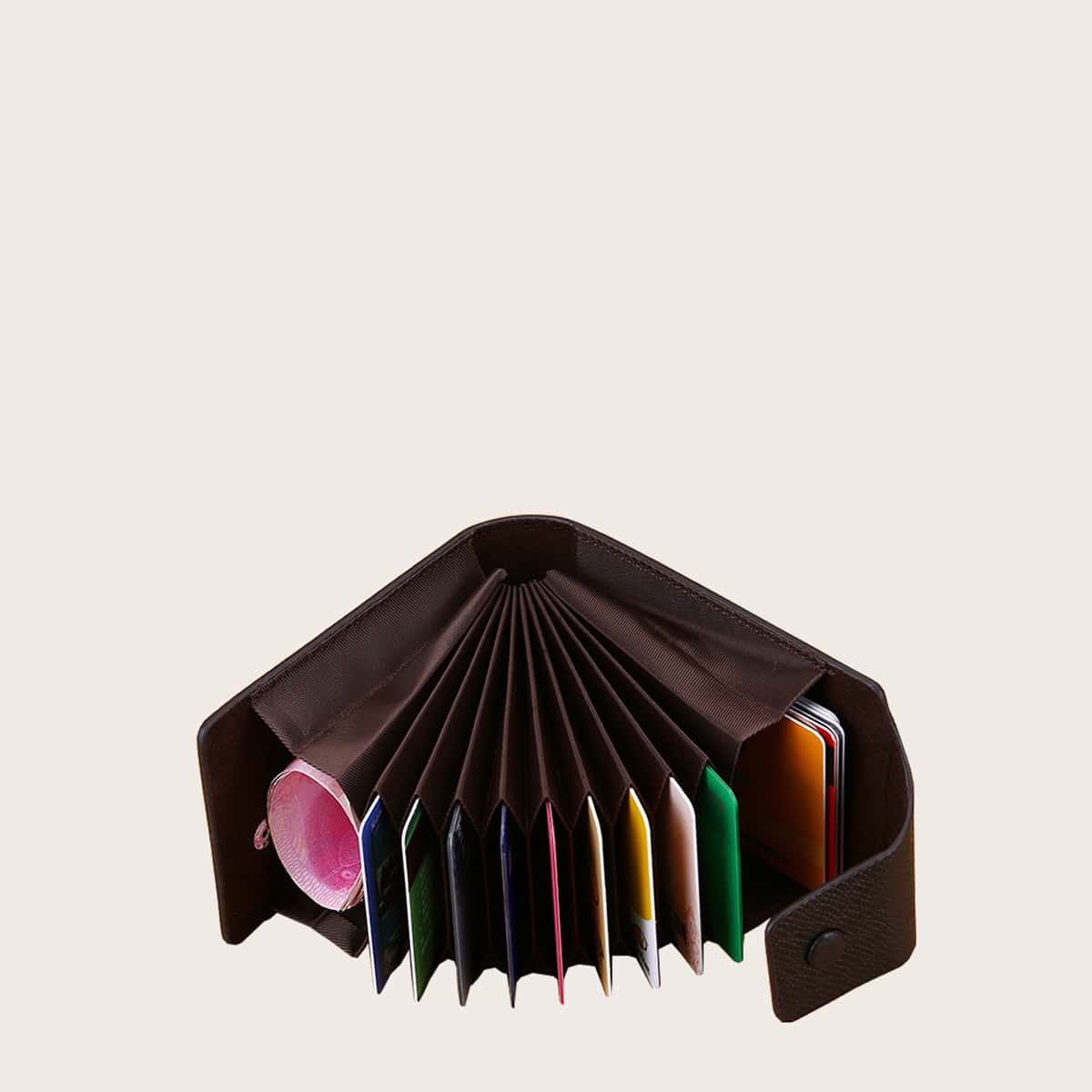 

Guys Snap Button Card Holder, Coffee brown
