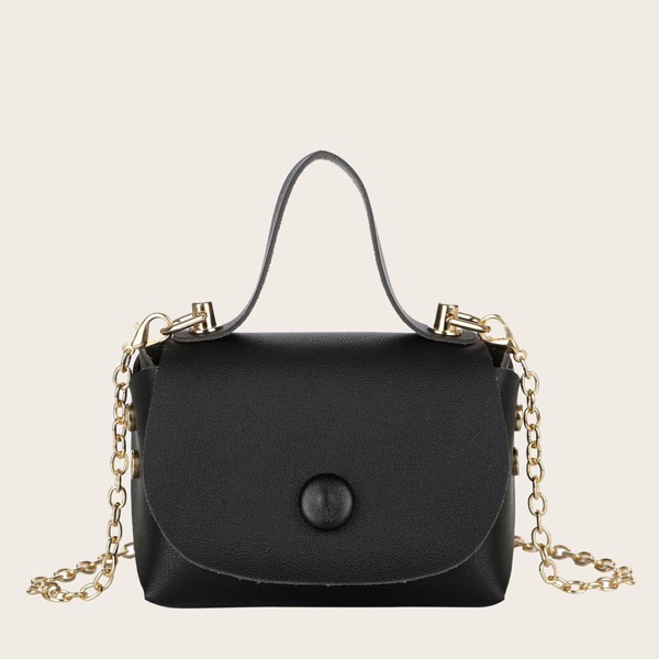 

Mini Chain Strap Satchel Bag, Black