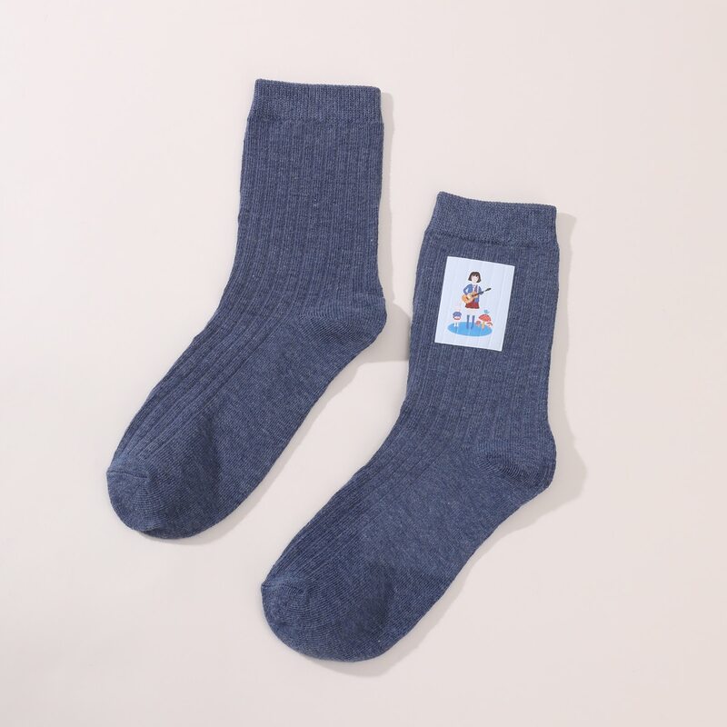 

1pair Figure Pattern Crew Socks, Multicolor
