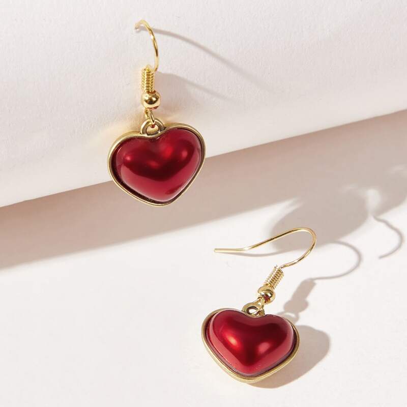 

Heart Design Drop Earrings, Gold