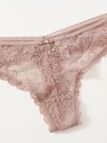 Women's Romantic French Lace Thongs Sheer Scallop Multicolor Lingerie Panties Multi-Pack With Slight Stretch - Multicolor - View 4