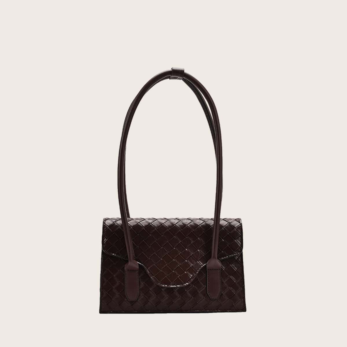 

Braided Flap Shoulder Bag, Brown