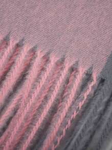 1pc Plaid Fringe Hem Scarf Casual Fashionable Pink Gray all-match soft and comfortable for daily use - Multicolor - View 4