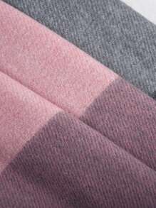 1pc Plaid Fringe Hem Scarf Casual Fashionable Pink Gray all-match soft and comfortable for daily use - Multicolor - View 5
