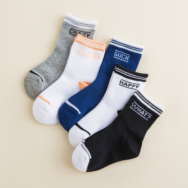 

5pairs Toddler Boys Letter Graphic Socks, Multicolor
