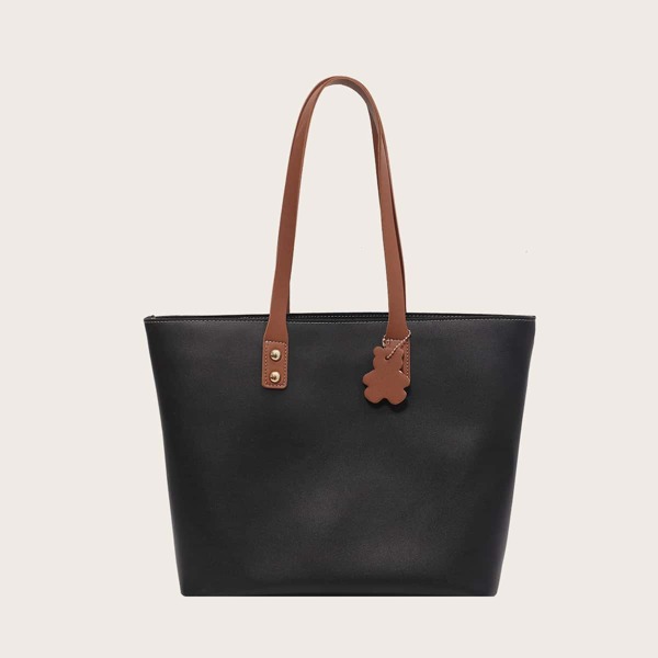 

Minimalist Tote Bag With Bag Charm, Black