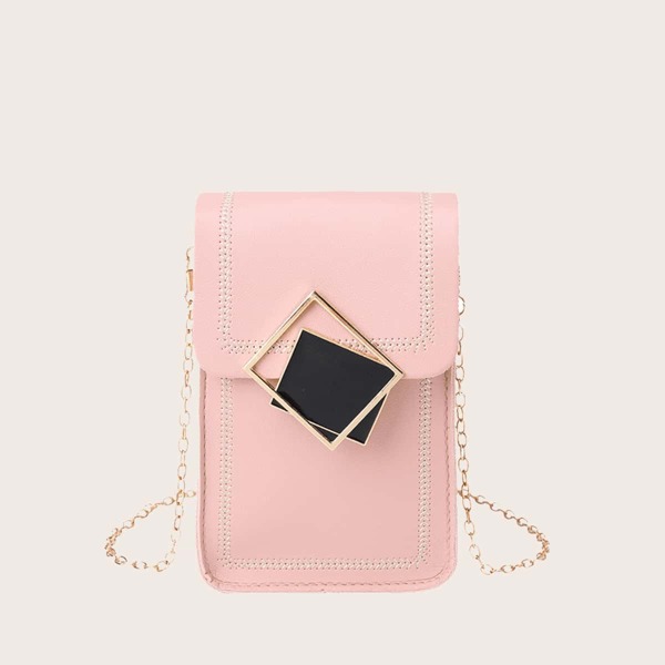 

Girls Stitch Detail Chain Bag, Pink