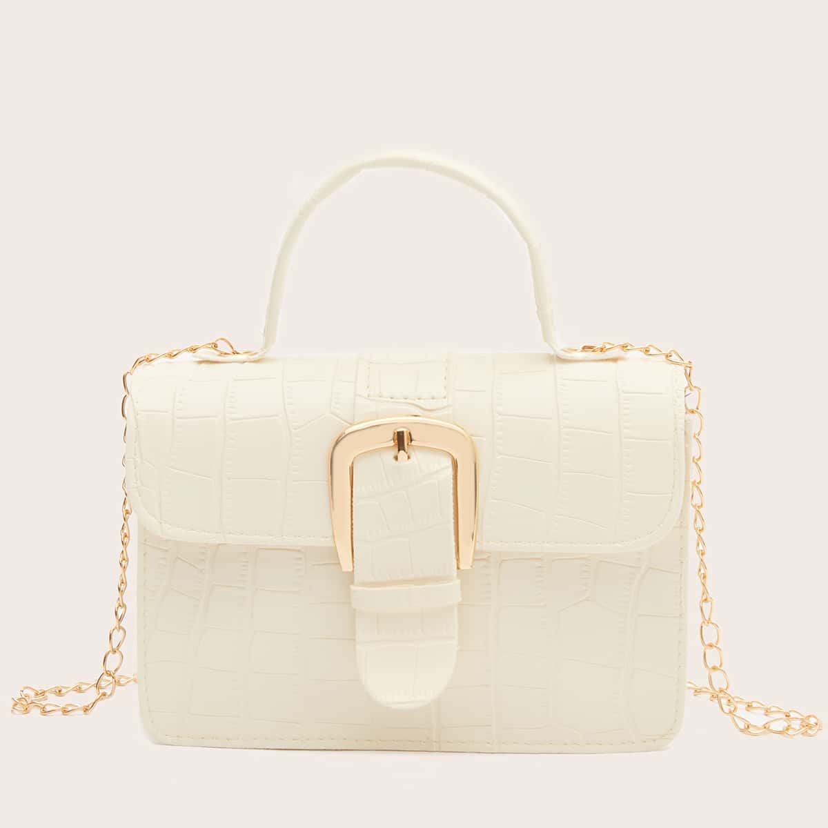 Image of Buckle Decor Flap Satchel Bag