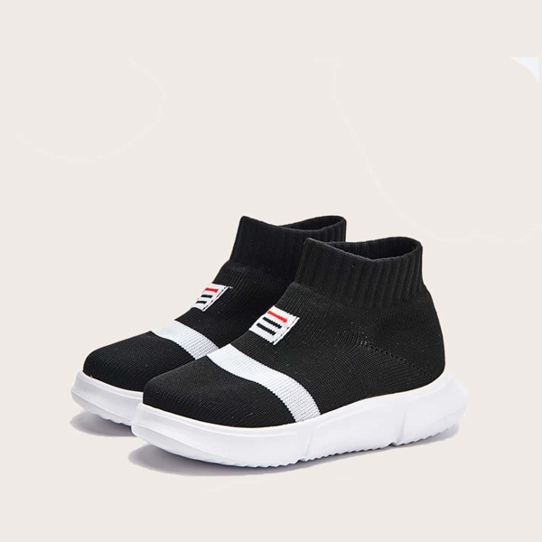 

Toddler Boys Striped Knit Sneakers, Black