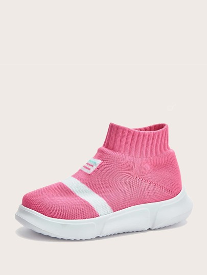 حذاء رياضي محبوك مخطط للبنات الصغار
