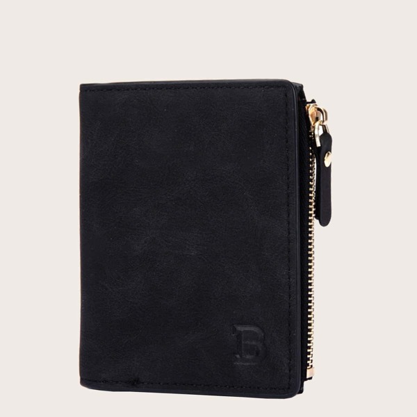 

Men Zipper Fold Over Small Wallet, Black