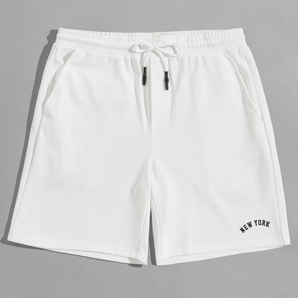 

Men Letter Graphic Track Shorts, White