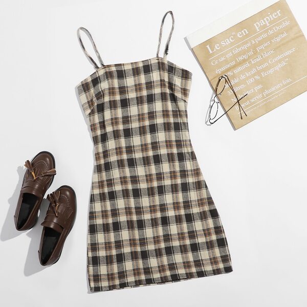 

Plus Plaid Cami Dress, Multicolor