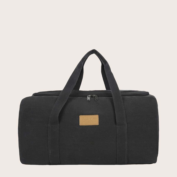 

Men Chinese Letter Patch Travel Bag, Black
