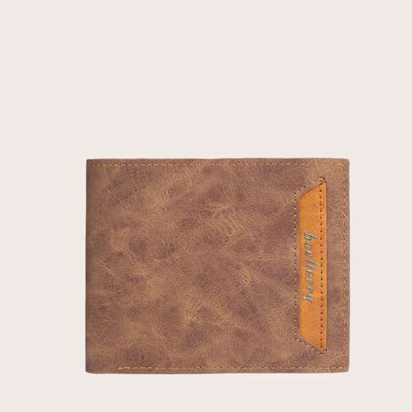 

Men Letter Graphic Fold Over Wallet, Coffee brown