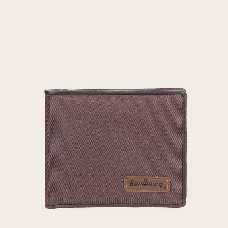 

Guys Letter Patch Fold Over Wallet, Coffee brown