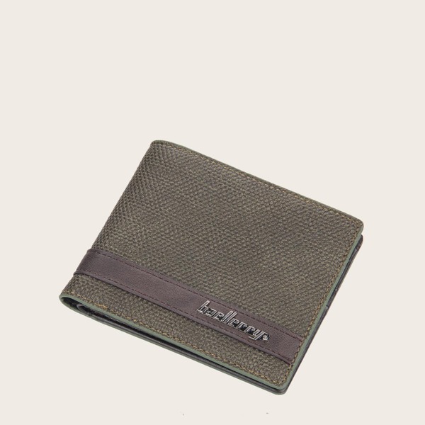 

Men Letter Decor Fold Over Wallet, Green