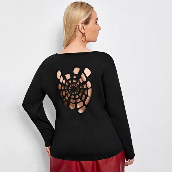 

Plus Peekaboo Back Round Neck Tee, Black
