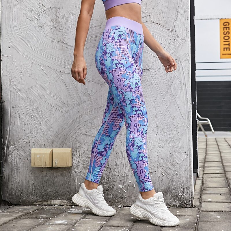 

All Over Pattern Sports Leggings, Multicolor