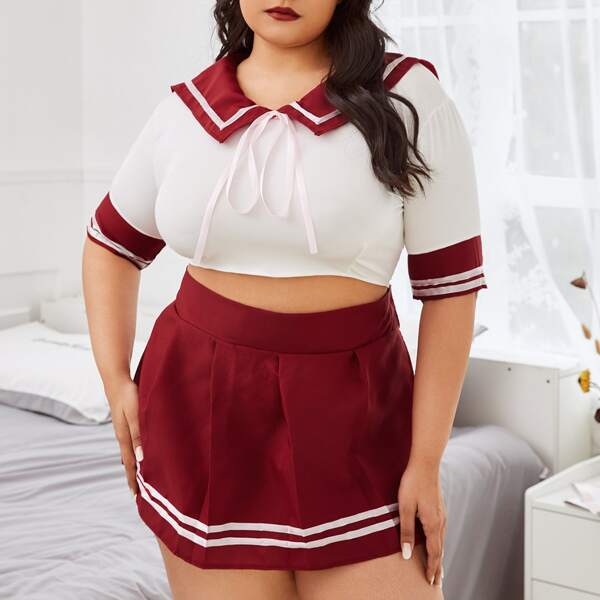 

Plus Sailor School Costume Set, Red and white