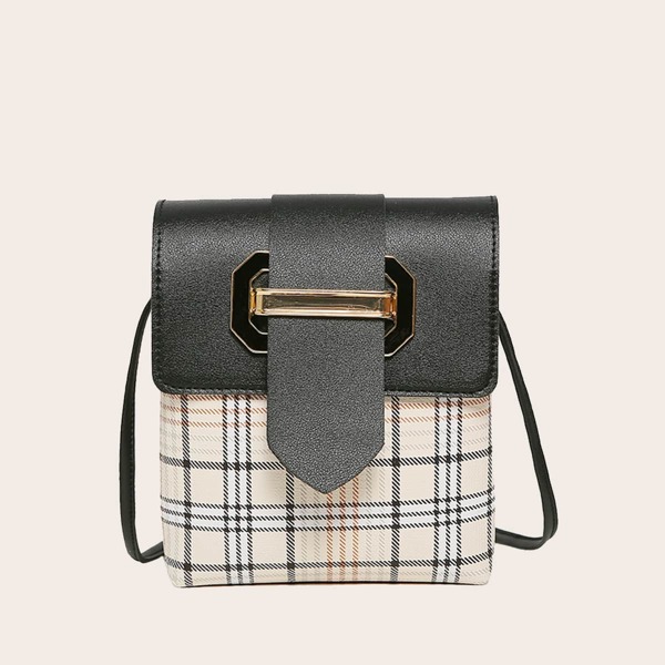 

Girls Plaid Crossbody Bag, Black