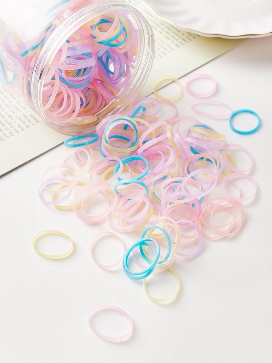 500入組一次性彈性髮圈 - 彩色 - 查看 1