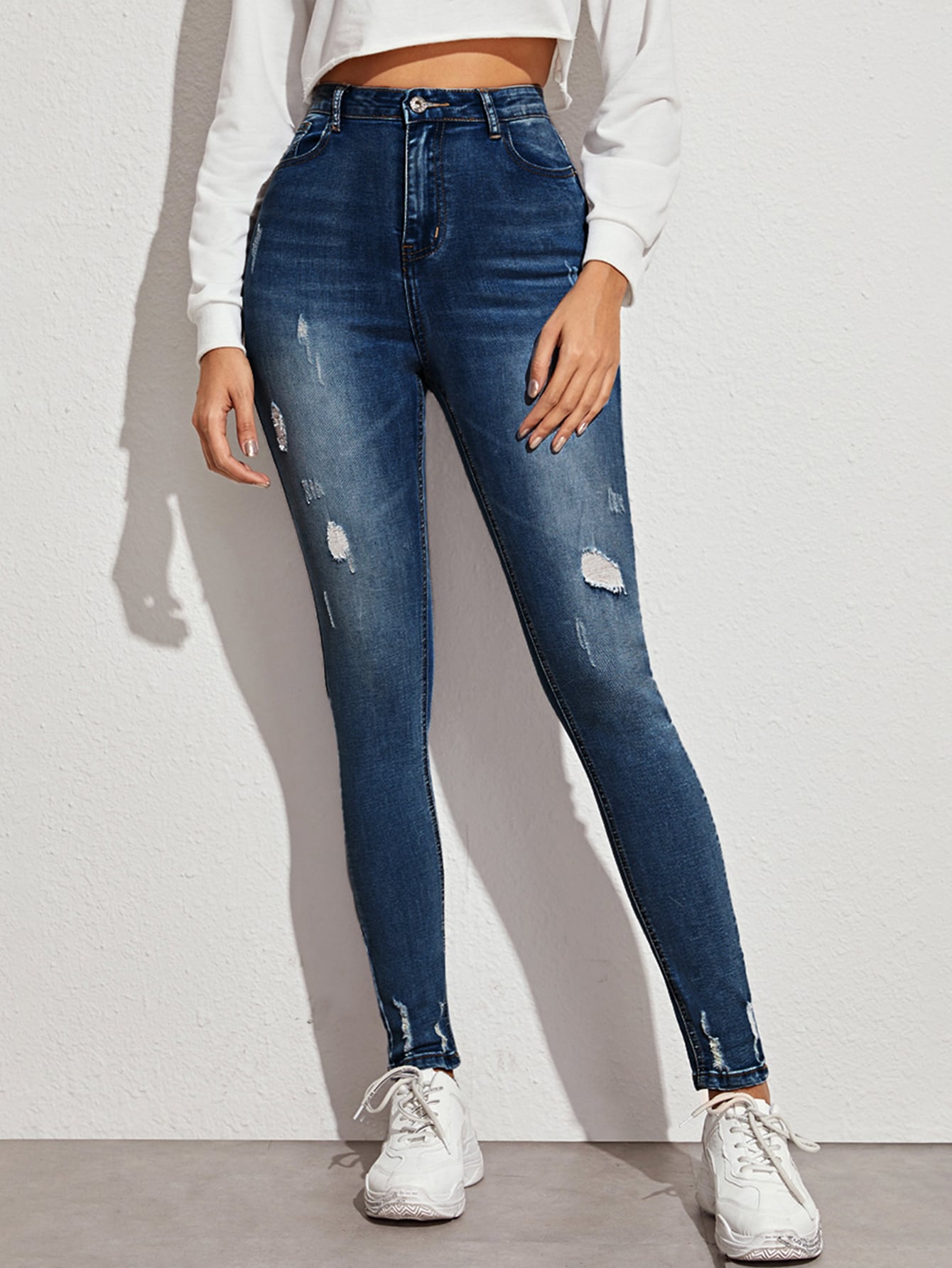 Dark Wash High-Waisted High Stretch Skinny Jeans thumbnail