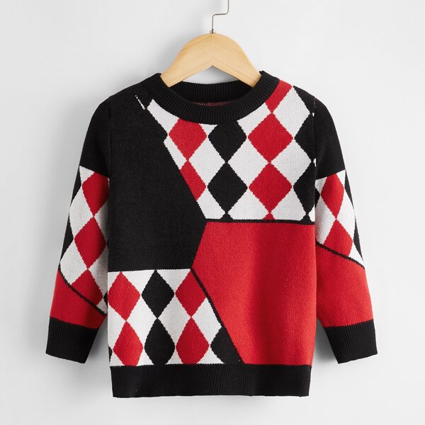 

Toddler Boys Colorblock Argyle Pattern Sweater, Multicolor
