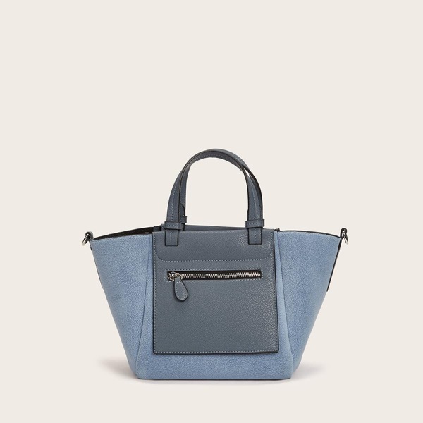 

ZIPPER FRONT SHOULDER BAG, Blue