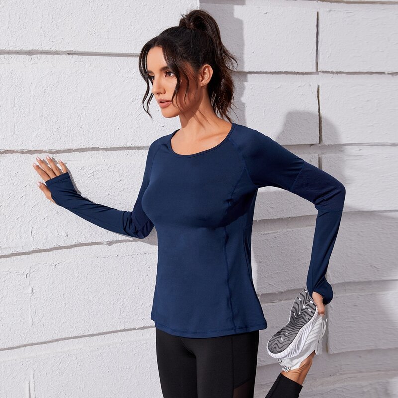 

Raglan Sleeve Solid Sports Tee, Navy blue
