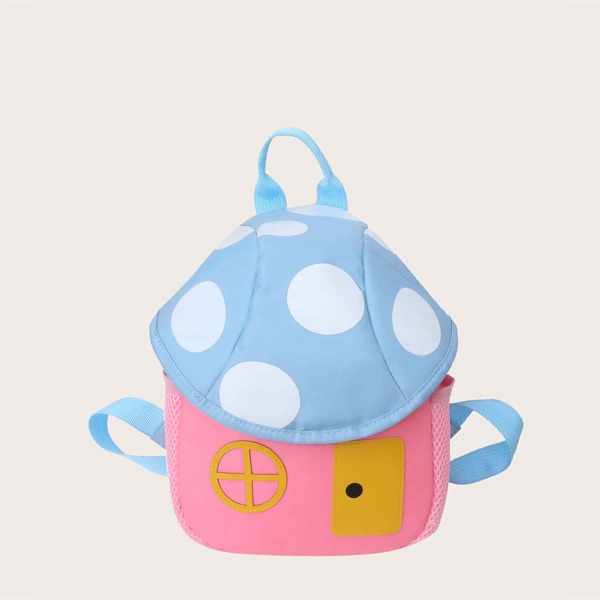 

Girls Color Block Cartoon Design Backpack, Blue