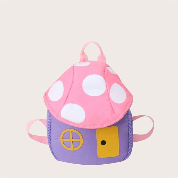 

Girls Color Block Cartoon Design Backpack, Pink