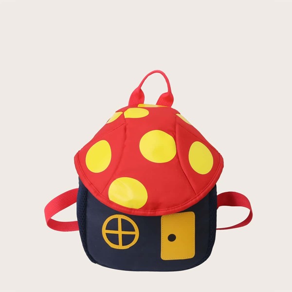 

Kids Color Block Cartoon Design Backpack, Red