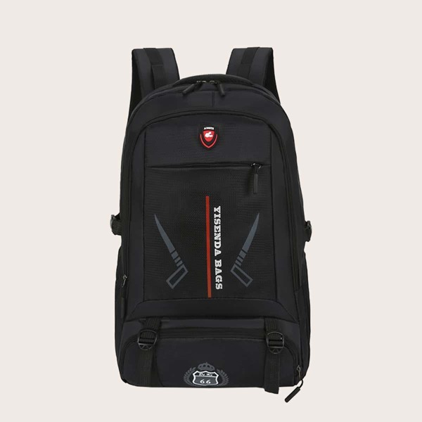 

Men Letter Graphic Large Capacity Backpack, Black