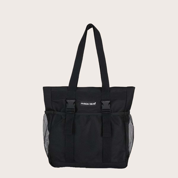 

Men Double Release Buckle Tote Bag, Black