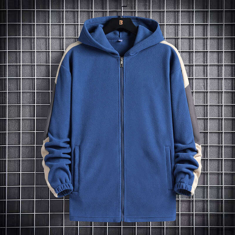 

Guys Colorblock Zip Up Hooded Teddy Jacket, Blue