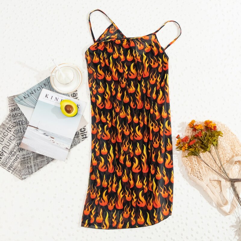 

Fire Print Wrap Cover Up, Multicolor
