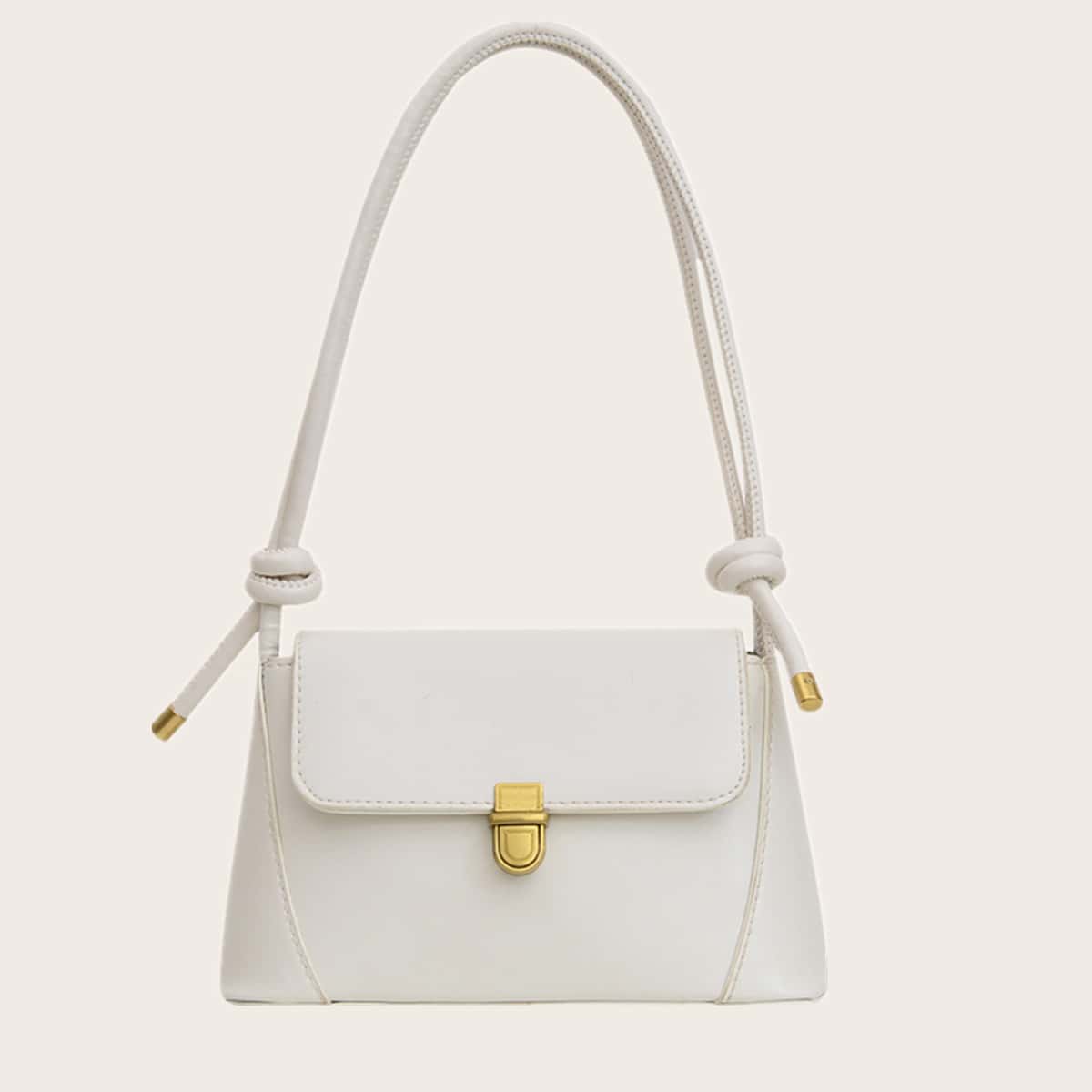 

Push Lock Adjustable Strap Shoulder Bag, White
