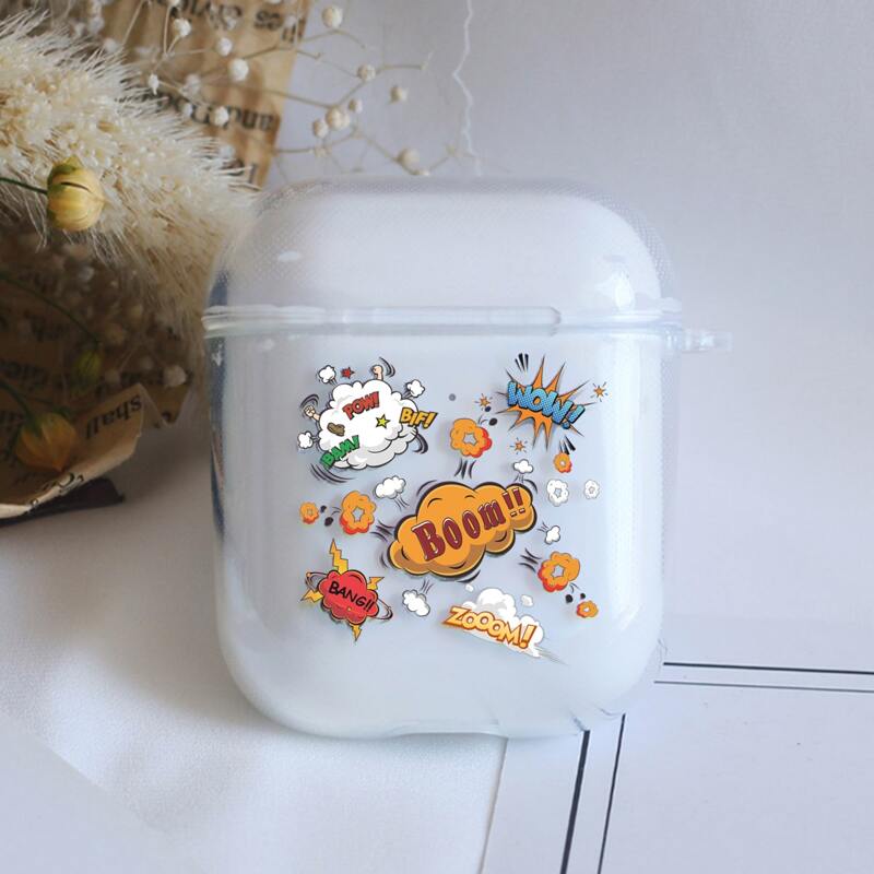 

Cartoon Graphic Clear AirPods Case, Multicolor