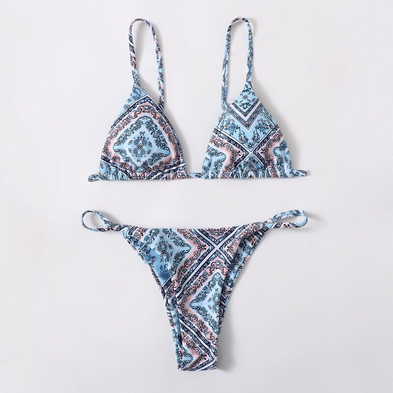 

Floral Triangle Tanga Bikini Swimsuit, Multicolor