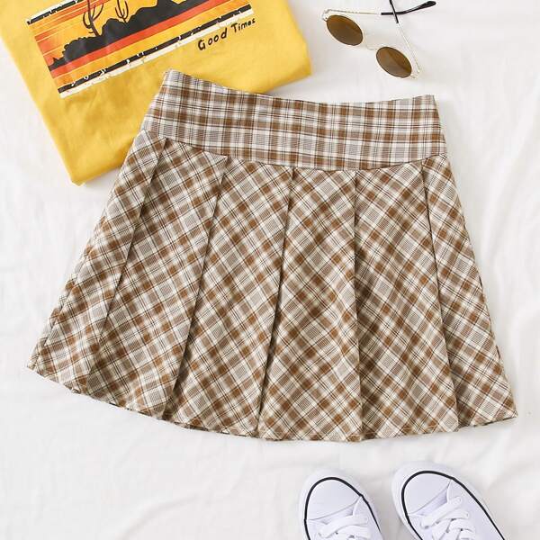 

Tartan Pattern Pleated Skirt, Multicolor