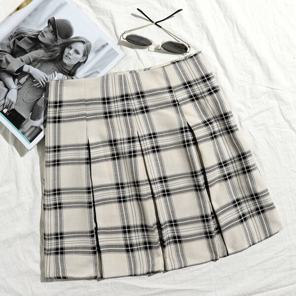 

Tartan Pattern Pleated Skirt, Multicolor