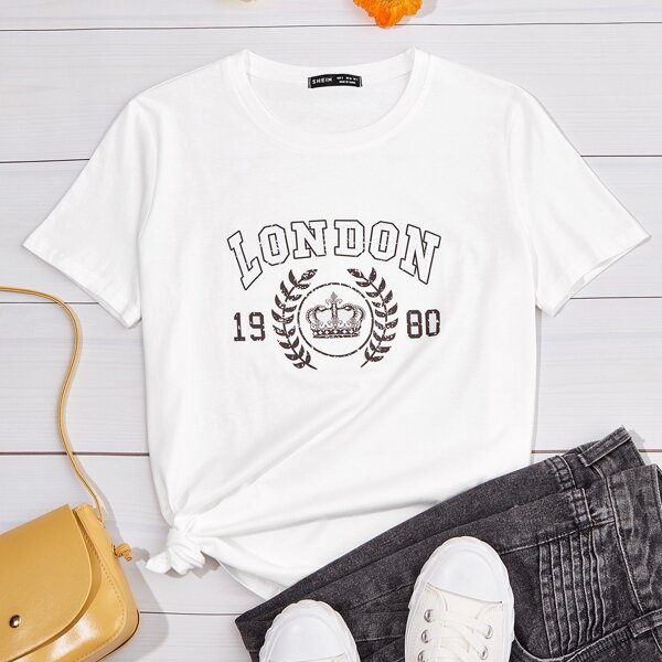 

Crown & Letter Graphic Tee, White