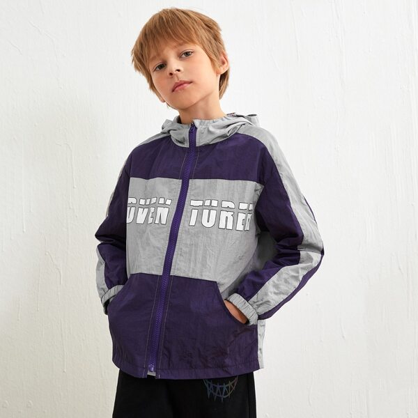 

Boys Letter Graphic Colorblock Jacket, Multicolor