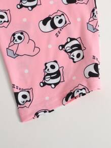 卡通貓熊圖案睡衣套裝 - 彩色 - 查看 4