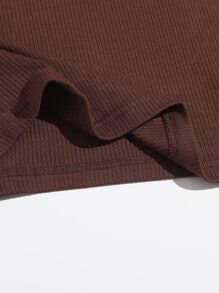 SHEIN EZwear Solid Crop Tank Top - Coffee Brown - View 4