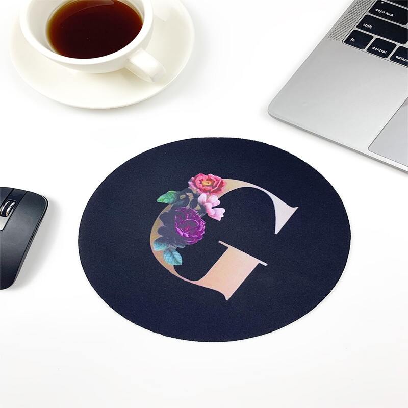 

Letter Graphic Round Mouse Pad, Black